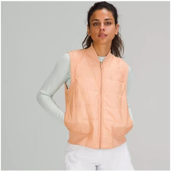 Lululemon Non-Stop Bomber Vest Reversible Womens 0 XS Puffer Gym Apricot Outdoor - Picture 3 of 16